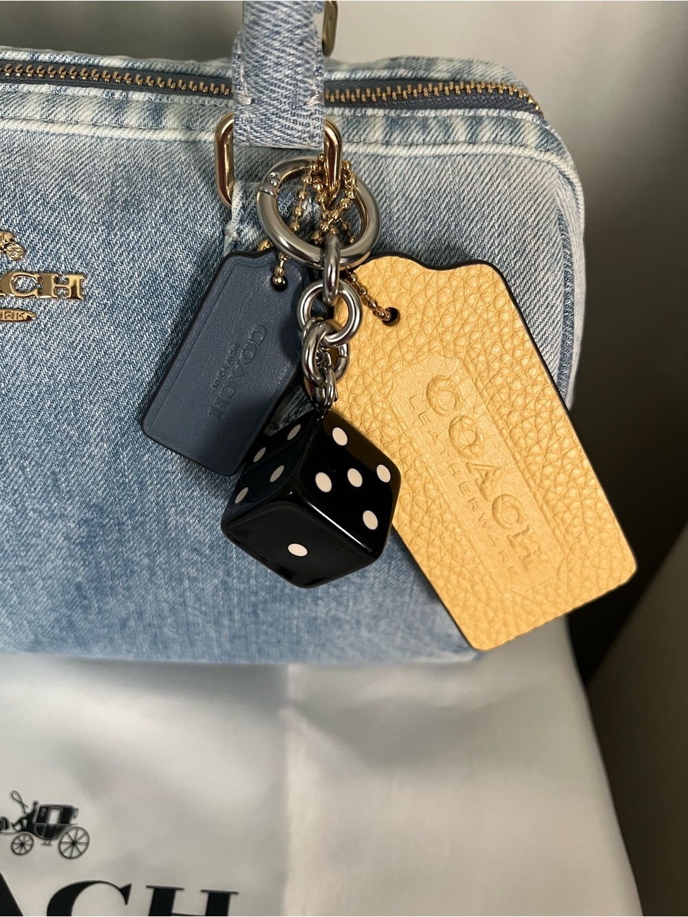 Coach Rowan Satchel Bag In Loved Denim With Charms - Picture 3 of 6